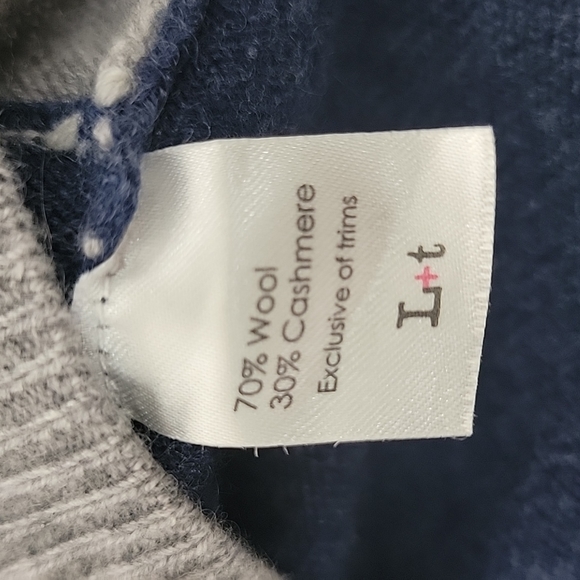 Label + Thread Wool Cashmere Colorblock Sweater | Grey Navy Cream | Size S - Picture 10 of 13